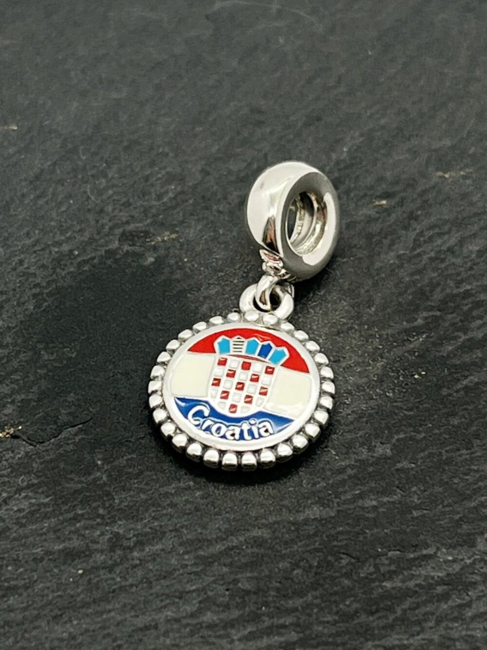 Pandora Croatia Flag Exclusive Charm Sterling Silver Dangle Charm Jewelry